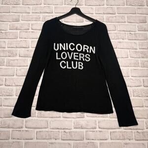 Adine Luxe Basics "Unicorn Lovers Club" Black Viscose Sweater Women's S